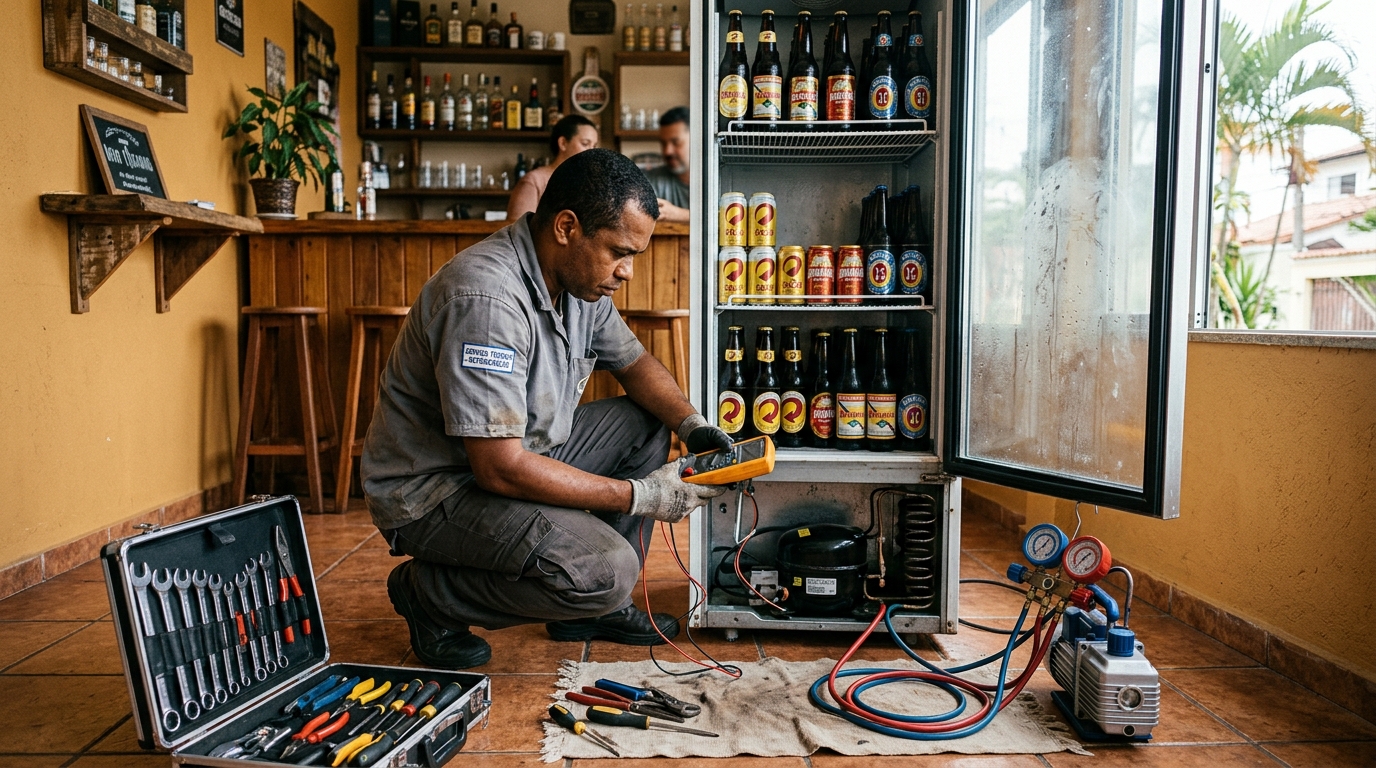 Substituição do termostato de uma cervejeira em Viamão‑RS